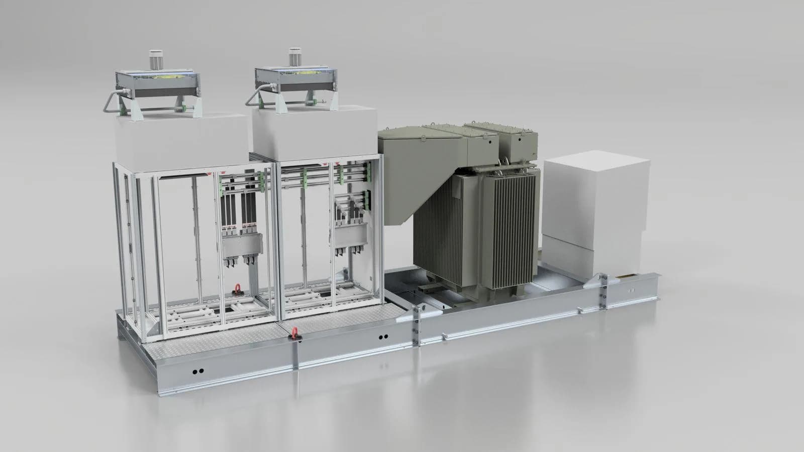 M2E skid met geïntegreerde omvormer, transformator en RMU